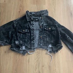 cropped ripped jean jacket